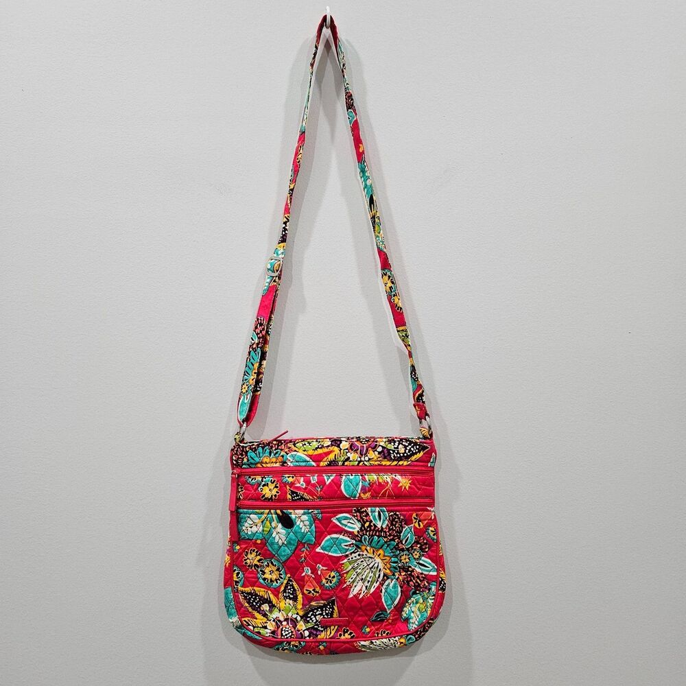 Vera Bradley Triple-Zip Hipster Crossbody Bag Rumba Floral Bohemian Casual Purse